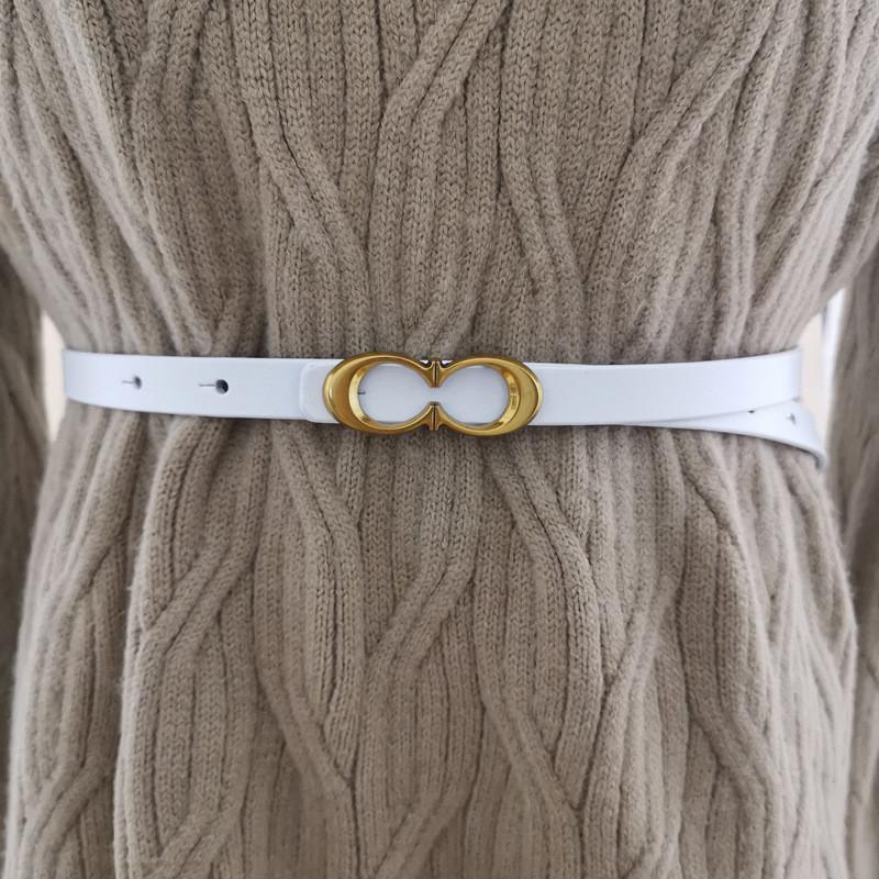 Leather Women Slim Waist Belt With Alloy Pin Buckle For Trendy Outfits Daily