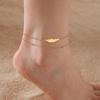 Women's Double-Layer Beaded Stainless Steel Ankle Chain Fashion Beach Anklet