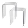Acrylic End Table, 2 Pcs C-Shaped Lucite Side Tables, Clear Acrylic Side Table for Drink, Food, Snack Used In Living Room, Bedroom, and Study
