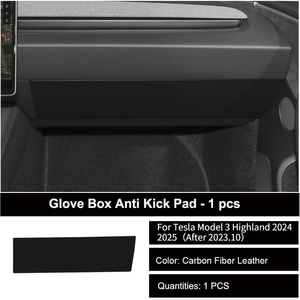 For Tesla Model 3 Y 2026 Car Door Anti-kick Mat Panel Leather Carbon Fiber Interior Glove Box Protective Sticker Car Accessories