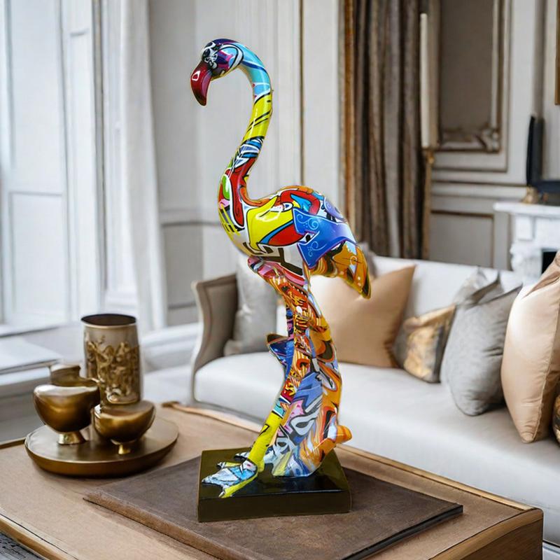 Graffiti Flamingo Skulptur Tierstatue Kunstfigurine Heimdeko für Wohnzimmer Schlafzimmer Bücherregal TV-Schrank Schreibtischdeko