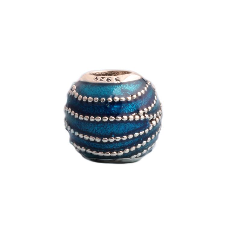Blue Swirl S925 Silver Bracelet Bead - European & American Design