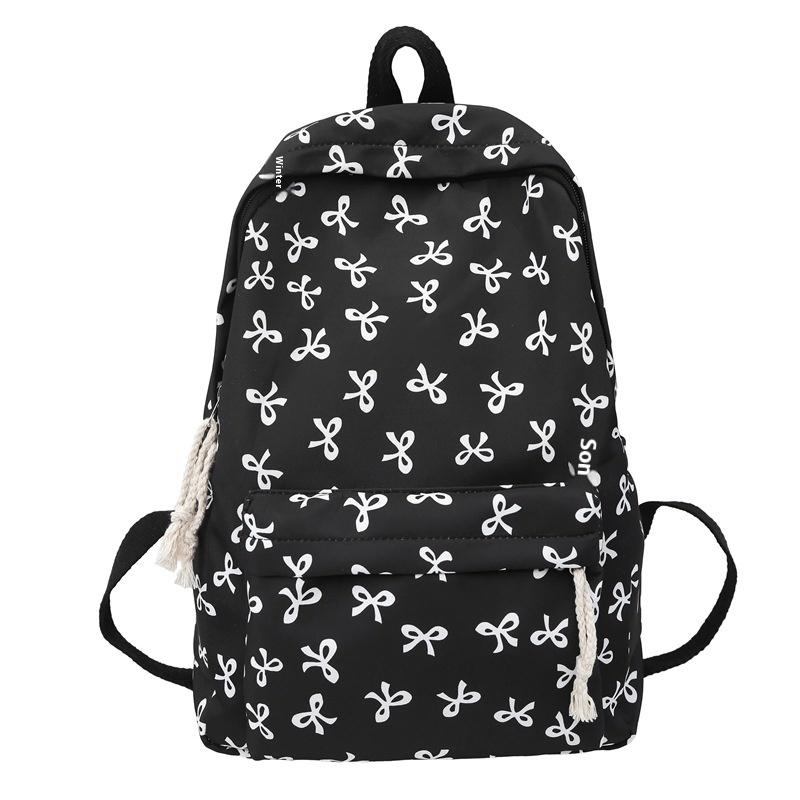 

1Pcs Lightweight Japanese Style Students School Bag Nylon Bow Backpack Storage Bag Large Capacity Teenagers Shoulder Bag as the picture