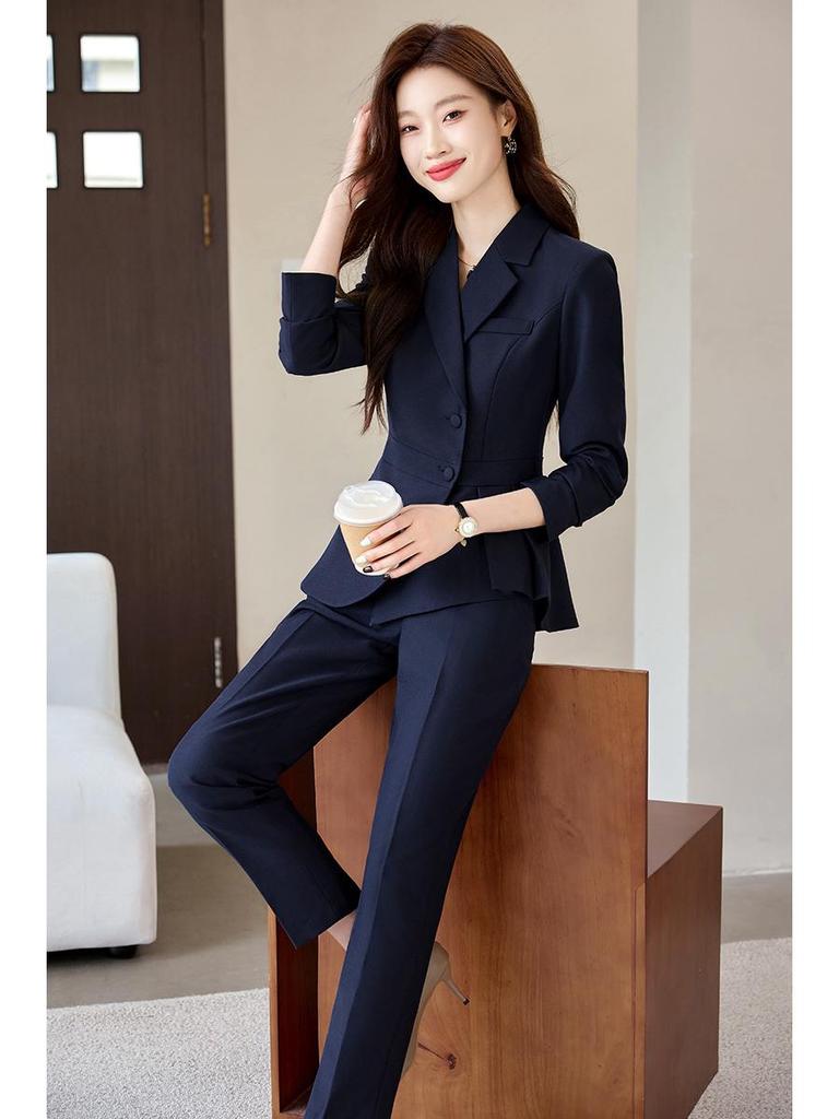 Women's Slim-Fit Ruffle Suit Set for Professional Spring Wear