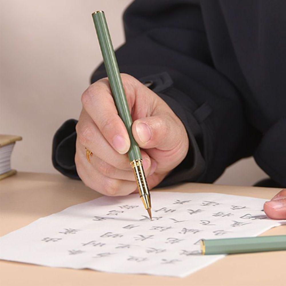 Soft Morandi Calligraphy Brushes Reusable Metal Rod Regular Script Brush Multi-purpose Practice Calligraphy Pen-type Brush