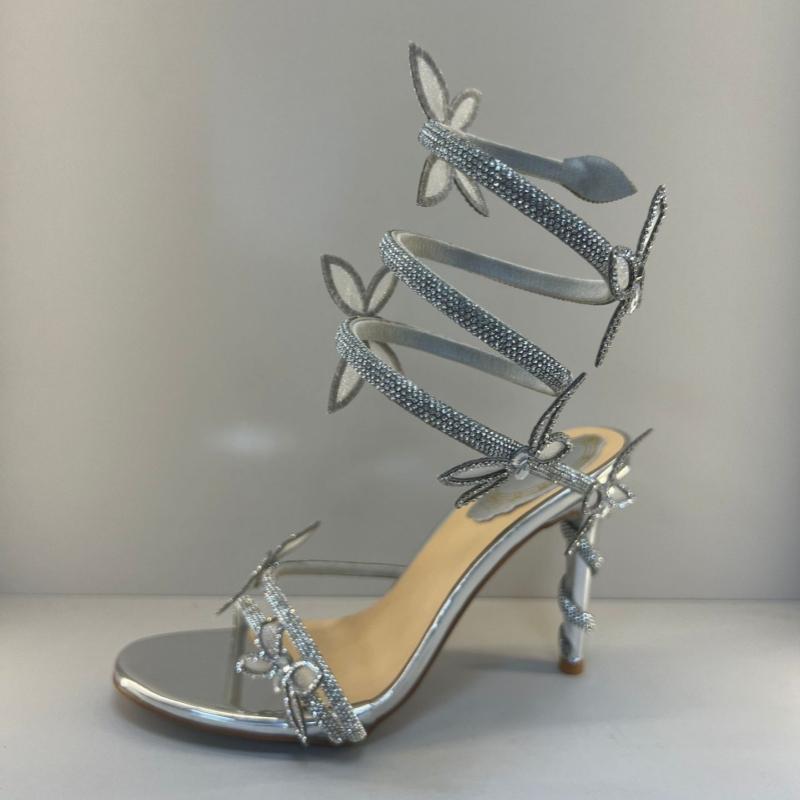 Frühling und Sommer Damen High-Heeled Sandalen Schlangenform Schmetterling Blume Diamant Stiletto-Absatz Sandalen Hohe Absätze