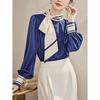 French Bow Tie Long Sleeve Button Shirt for Women Spring and Autumn New Temperament Cardigan Top