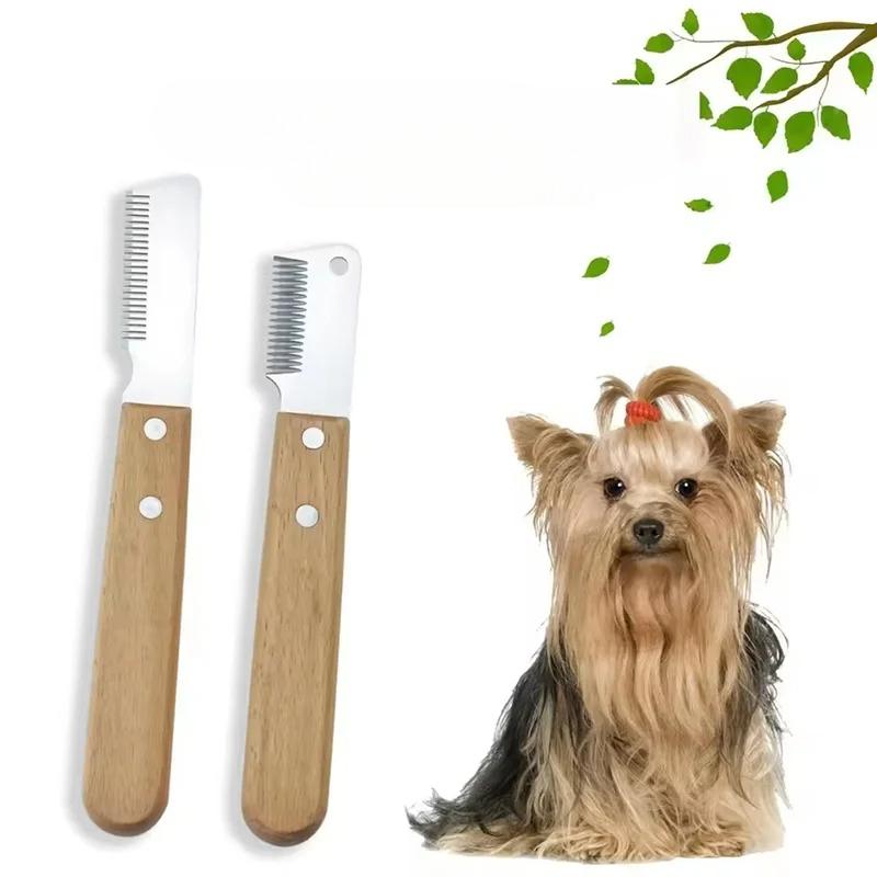 1pc Grooming Dog Comb Stainless Steel Wooden Handle Stripping Knife Pet Hair Remover Pluck Excess Accessories