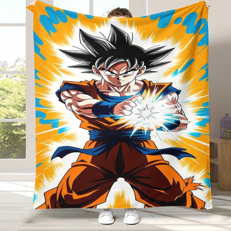 Anime D-Dragon Ball Game Cartoon Flannel Blanket,Ultra Soft Warm Plush Throw for Home Bedroom Bed Sofa Cover Office Camping