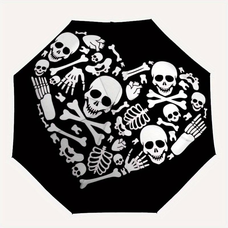 1pc Skeleton Heart Automatic Open 8-Rib Windproof Umbrella, Travel & Commuting, Suitable for All Seasons