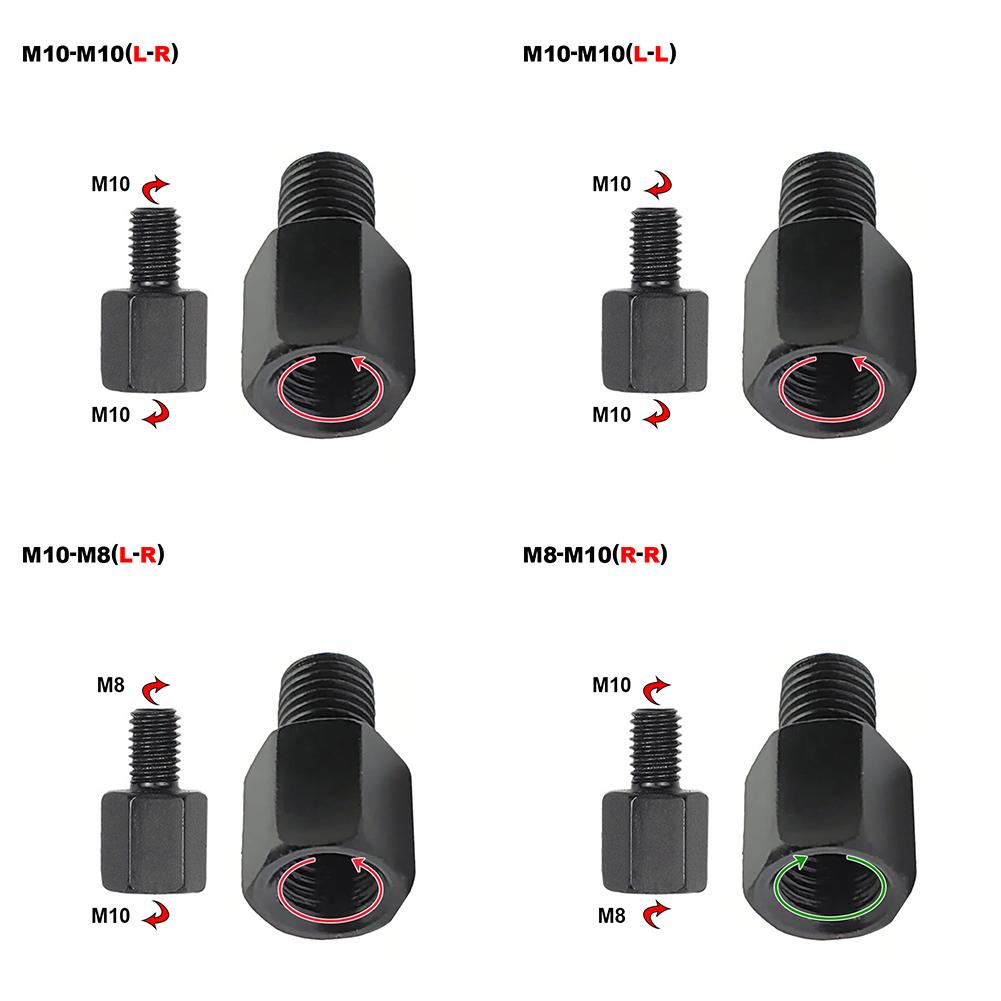 Motorcycle Mirror Adapter M10 M8 10MM 8MM Rearview Mirrors Adapters Conversion Bolt Screws Clockwise Anti-clock Right Left Thread
