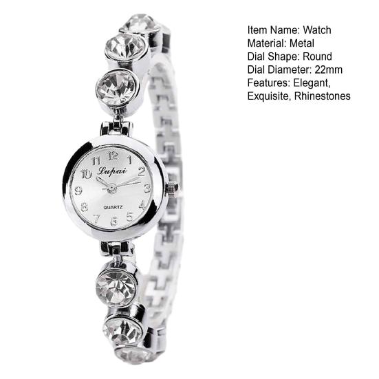 Yousheng Ladies Elegant Wrist Watch Exquisite Women Bracelet Rhinestones Quartz Faux Crystal Small Dial Watch
