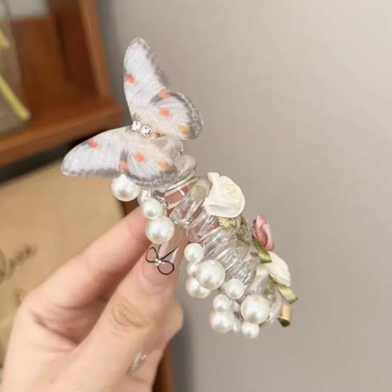4Pcs Hair Rope Spiral Hair Bands Flower Butterflies Decor Ponytail Holders Bun Braid Elastic Non-slip Hairbands Hair Styling Tools