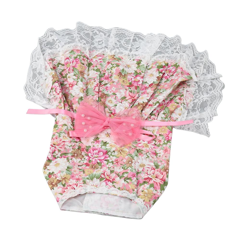 Dog Dress Soft Breathable Cute Stylish Floral Puppy Dress with Bowknot for Daily Wedding Birthday