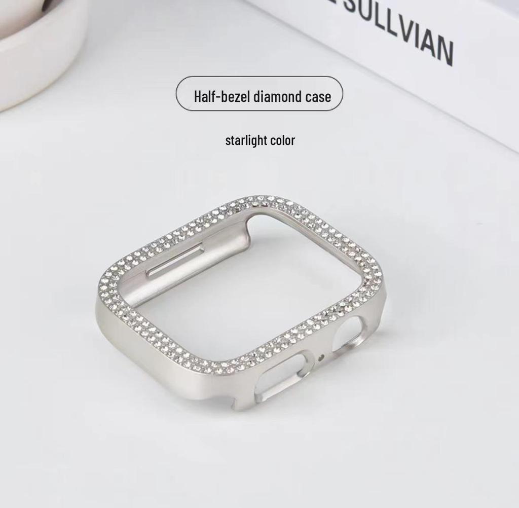 Custodia Mezza Rigida con Doppia Fila di Diamanti Vuota per Apple Watch SE/9/10, iWatch 7658