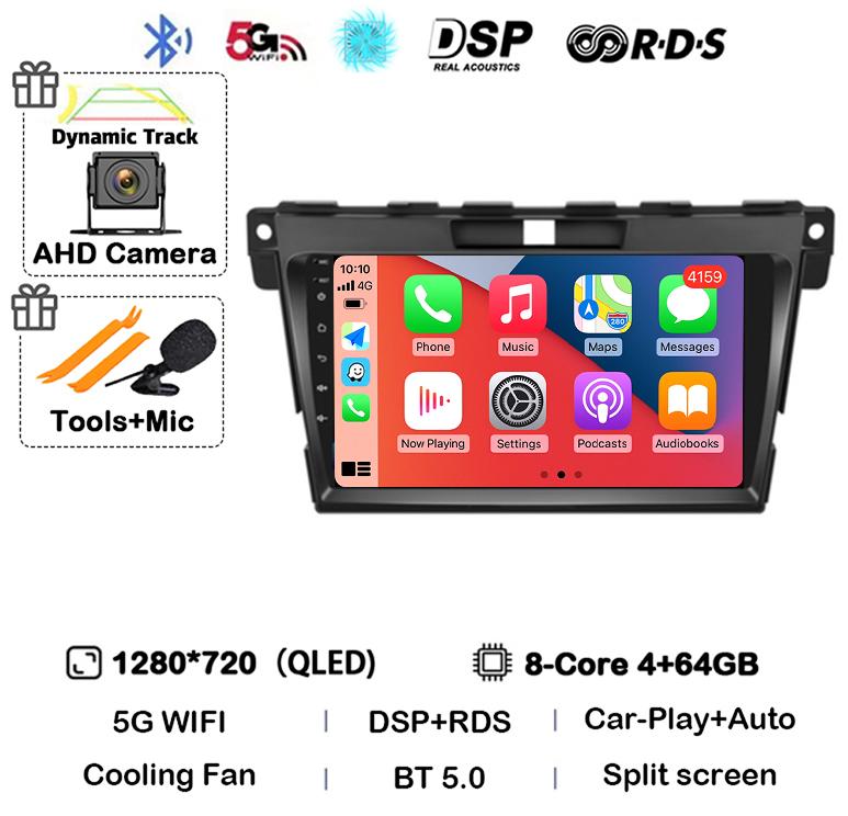 Android 14 Carplay For MAZDA CX-7 CX7 CX 7 2007 2008 2009 2010 2011 2012 2013 2014 Car Radio GPS Multimedia Video Player Stereo