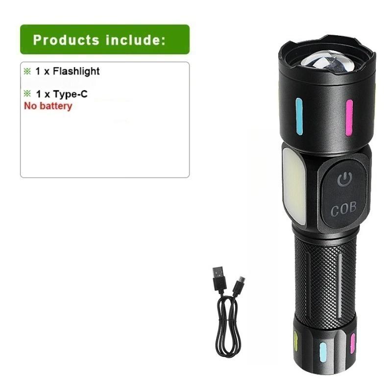 Newest Upgrade LED Flashlight With COB Light Long Shot 2000M USB Type-C Rechargeable LED Torch High Power Outdoor Flashlights