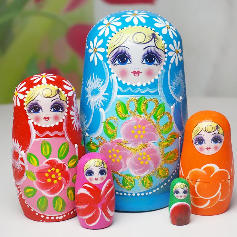Wooden Painted Russian Nesting Dolls: 5, 7, 10, or 15 Layer Craft Toy & Souvenir
