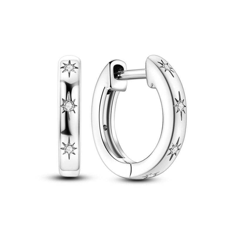 2025 New 925 Sterling copper Hoop Earrings Flowers Zircon Drop Earrings Stud For Woman Fine Birthday Wedding Party Zircon Gifts
