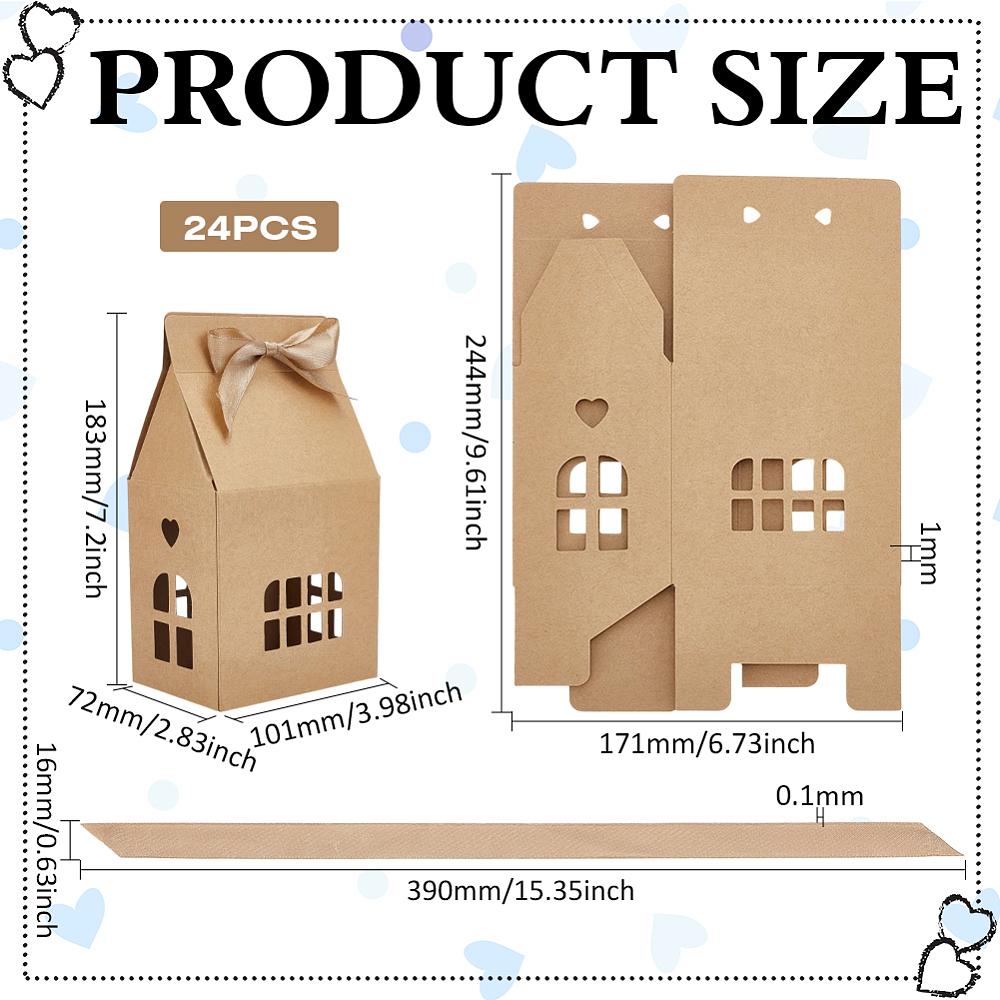 24pcs Paper Boxs with Ribbon for Candy Storage Peru 10.1x7.2x18.3cm