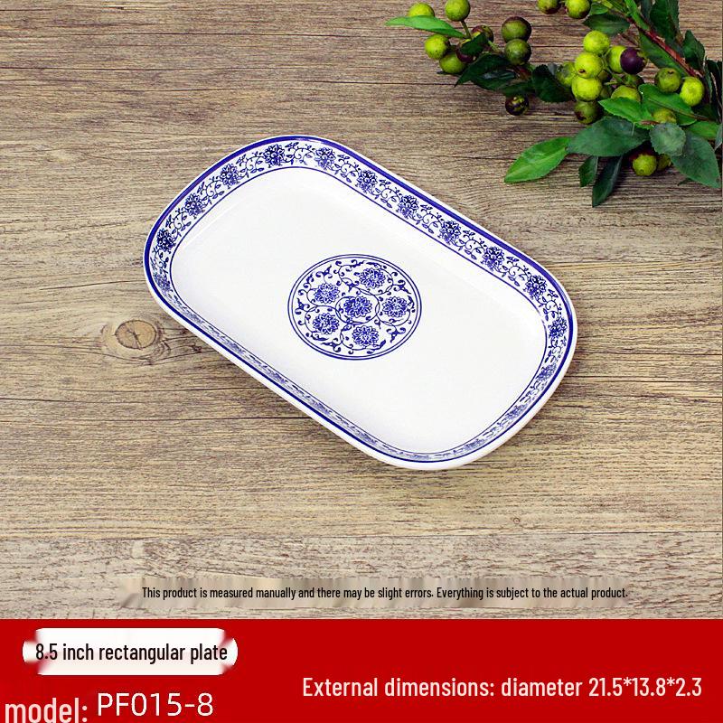Retro Blue & White Melamine Dinnerware Set: Noodle & Soup Bowls, Plates for Restaurants & Noodle Shops