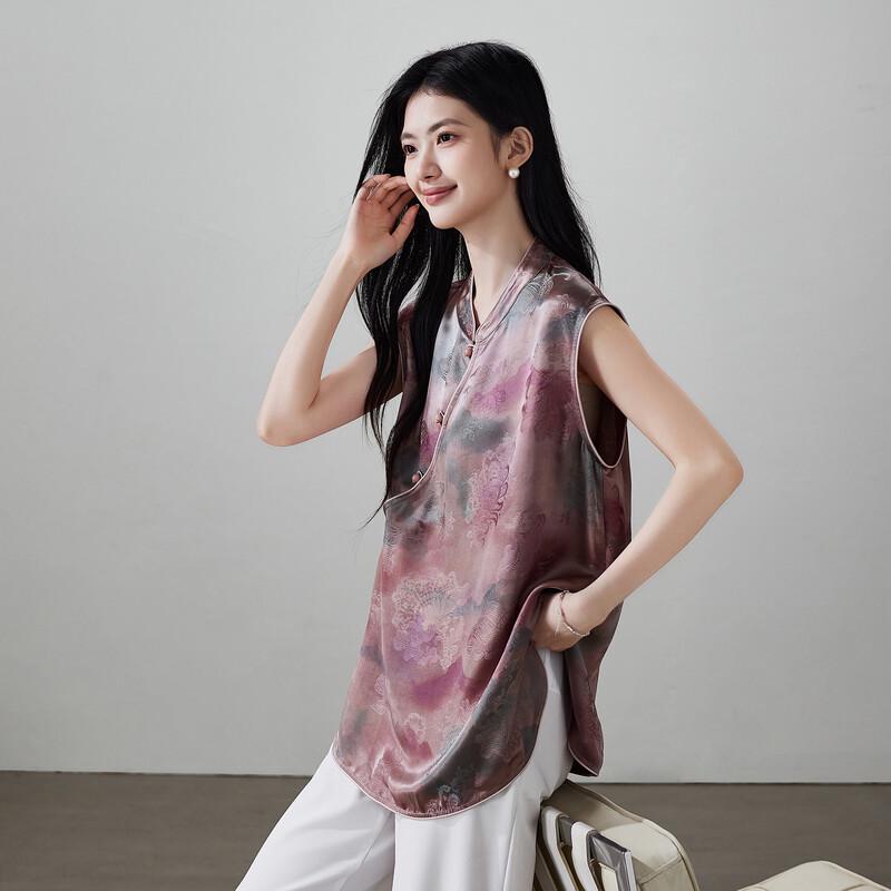 SOFSIL Women s New Chinese Style Silk Blend Sleeveless Blouse L