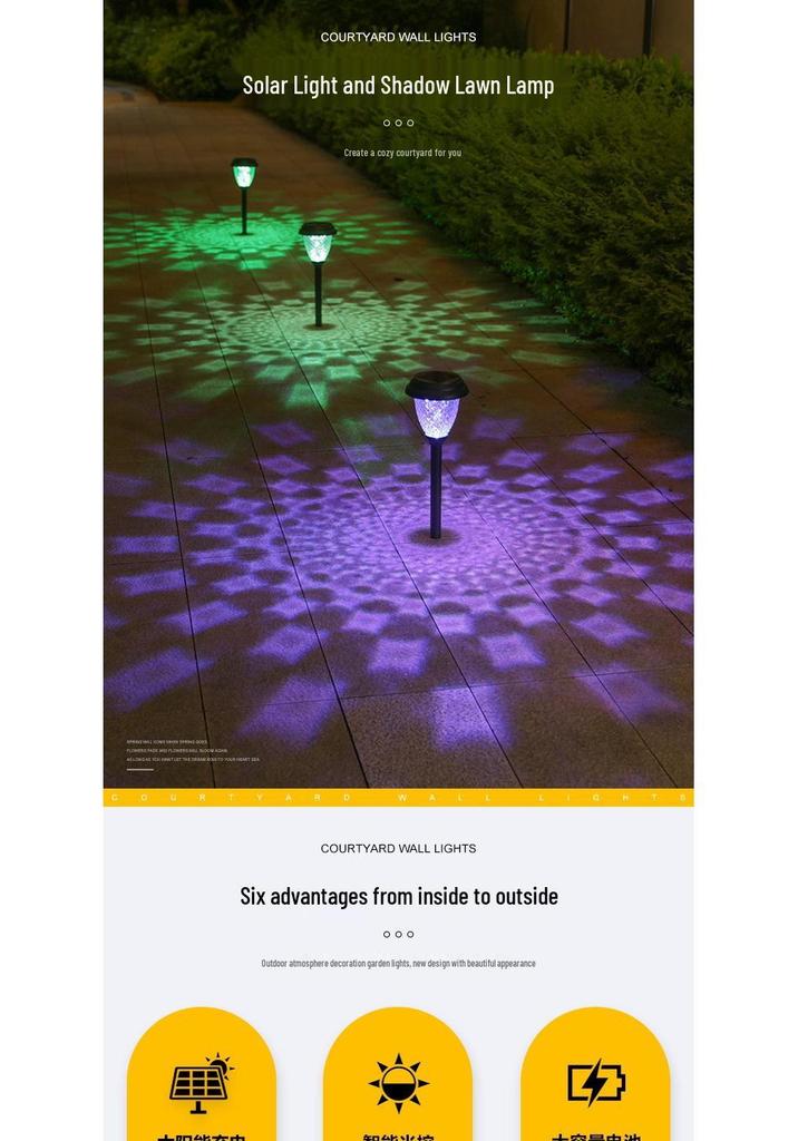 Solar Projection Courtyard Garden Lights - Decorative Outdoor Lawn and Landscaping Stakes