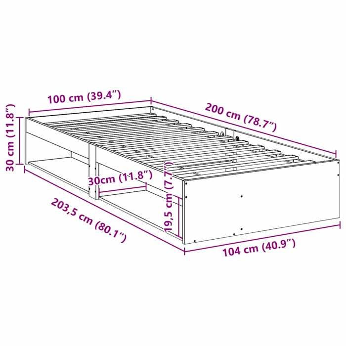 VidaXL Lit de jour sans matelas blanc 100x200 cm bois de pin massif, canapé-lit, canapé-lit de repos, lit de soirée pyjama, 859239