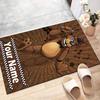 Custom Freddy bear Mat Personalized Name, Polyester Washable Indoor Entryway Rug, Gift for Christmas, Easter, Thanksgiving Day