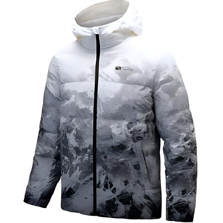 Anta Dynamic Series Casual Warm Hooded Down Jacket Men Outerwear Pure-White Mountain-Trail 952447921-3