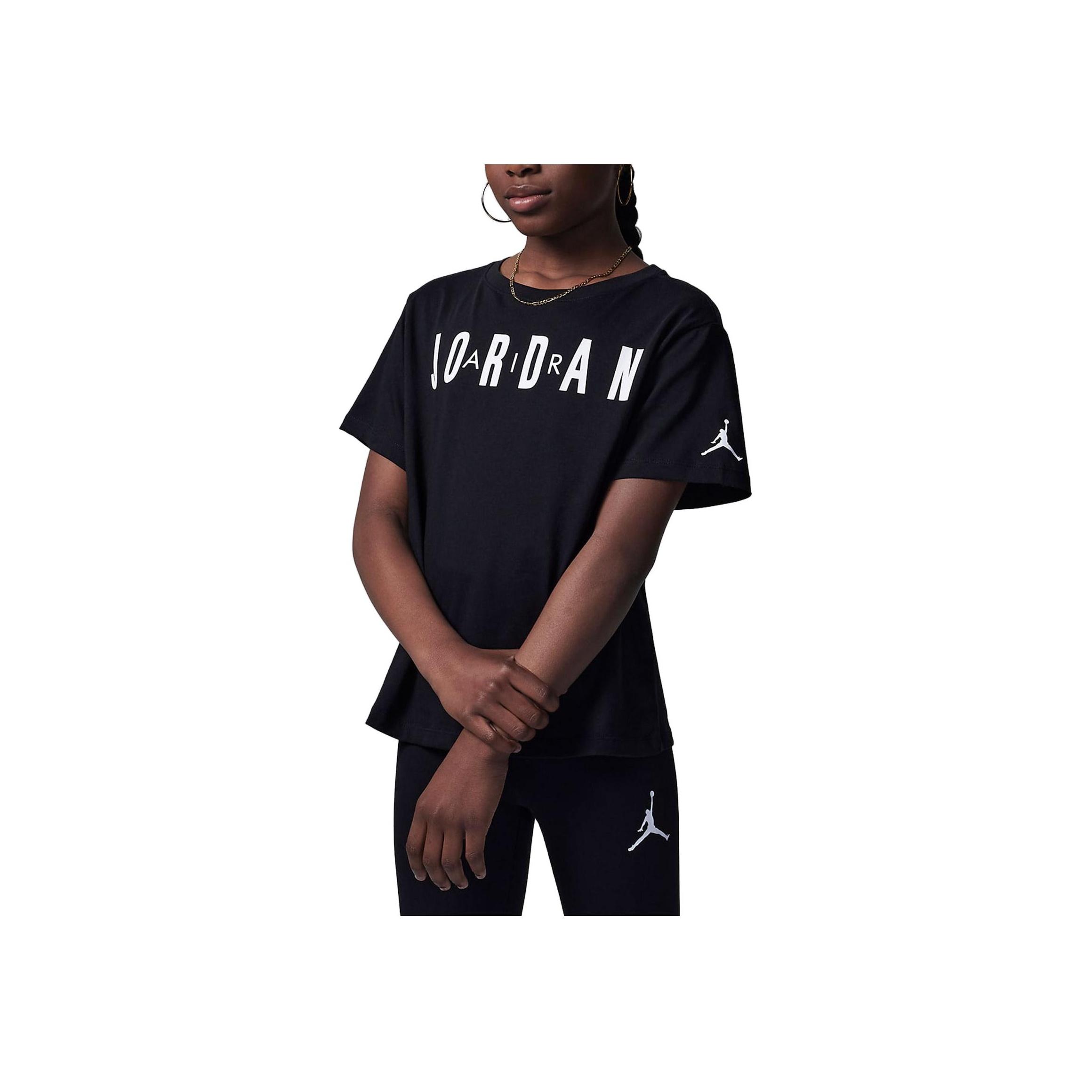 

Jordan Повседневная футболка с коротким рукавом и принтом Post Up Letter, детские топы, черный цвет FV3272-010 XS