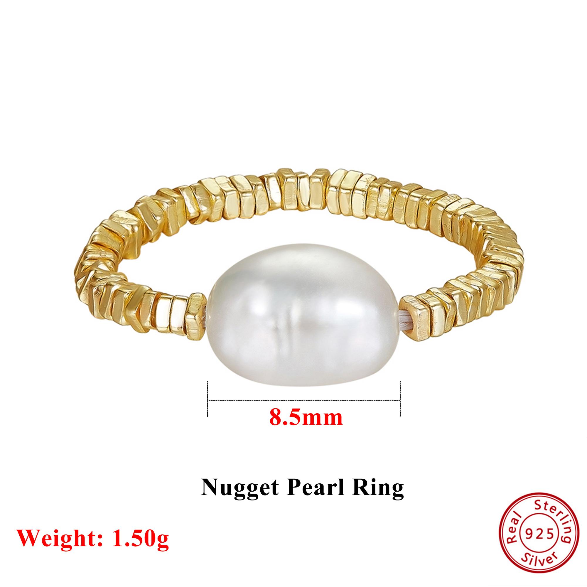 

Effie Queen 925 Sterling Silver Dainty Baroque Pearl Ring, Bracelet and Necklace Nugget Chain Pearl Series Set Fine Gift GPR21