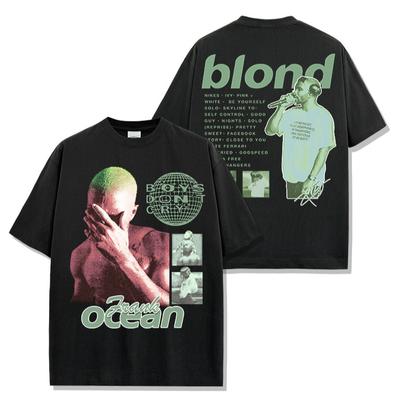 Rapper Frank Retro Grafik T-Shirt Herren Hip Hop Ocean Album Kleidung T-Shirts Y2k Unisex Blond Fashion Übergroßes Baumwoll-T-Shirt