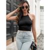 Cross-Border European and American Amazon Summer Gray round-Collar Cut Out Knitwear Sexy Open Back Knotted Short Sweater Shirt