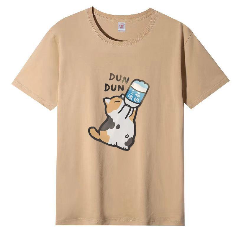T-shirt a maniche corte da donna in cotone con stampa cartoon, top popolari a mezza manica, T-shirt estiva