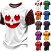 Men's Casual Corduroy Neck Short Sleeve T-Shirt with Halloween or Letter Print