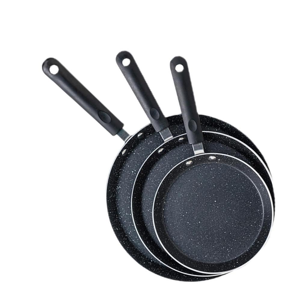 3 Piece Nonstick Skillets Set With Handle For Pancakes Crepes And Breakfast Cooking Aluminum Frying Pan Kitchen Cookware