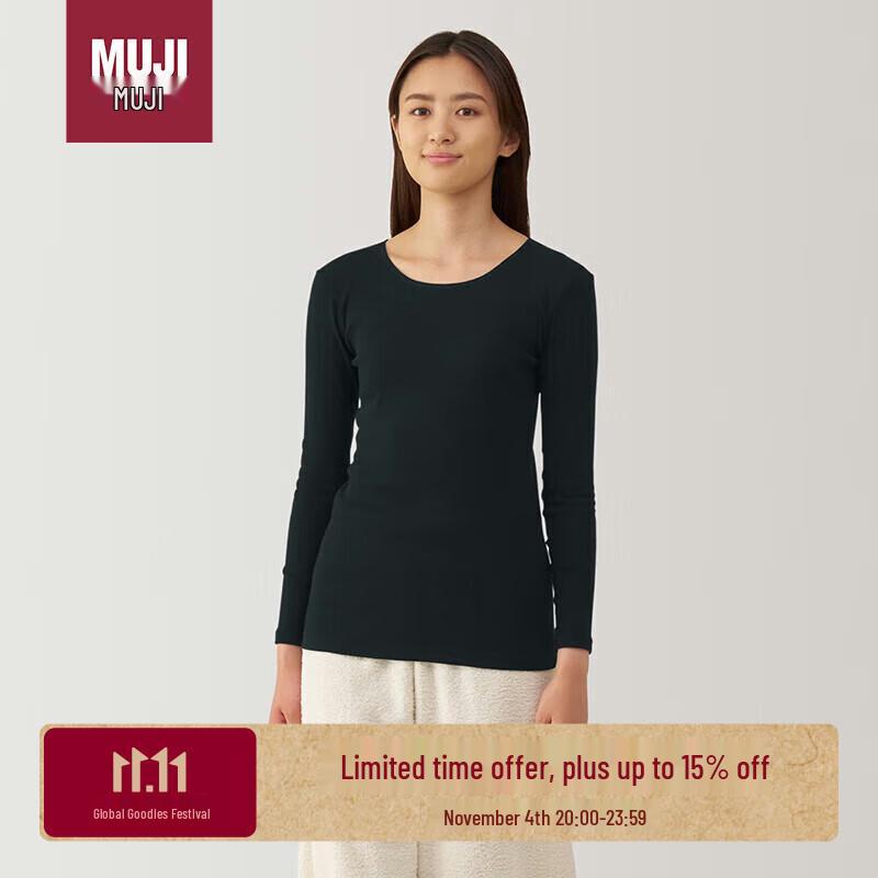 

MUJI Women s Winter Cotton Crew Neck Long Sleeve T-Shirt L