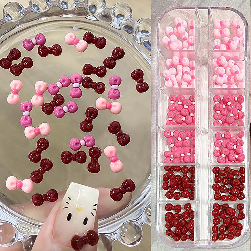 60/90/120 Pcs Resin Bow Nail Art Accessories Kawaii Girl Anime Cartoon Nails Assembly Diy Beauty Manicure Decor