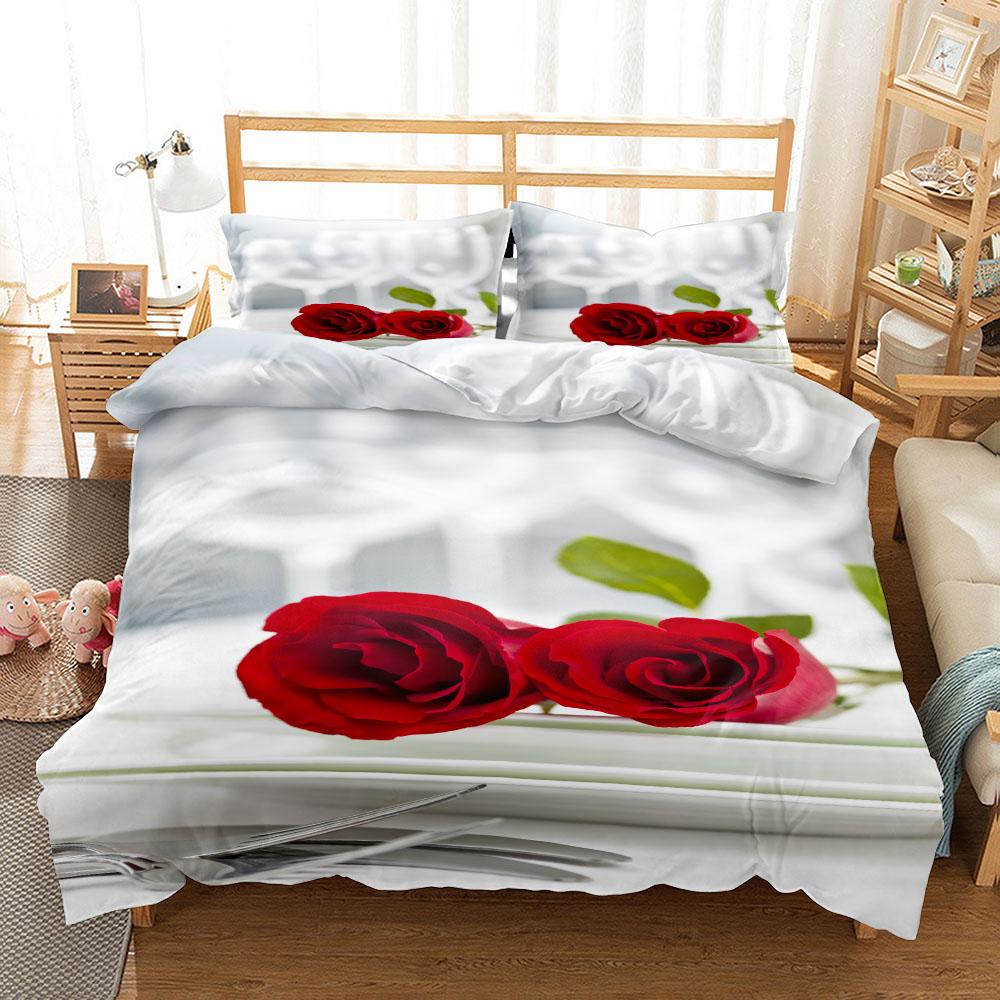

Комплект постельного белья Big Rose Blossom Duvet Cover Set King Queen Double Full Twin Single Size Boys EU single(135x200cm)