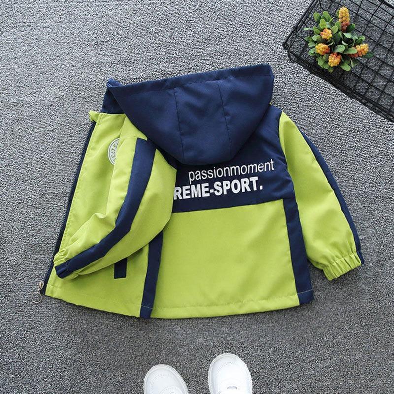 Fashion Boys Jackets Spring Autumn Kids Hooded Windbreaker Coat Letter Sport Outerwear Children Clothing