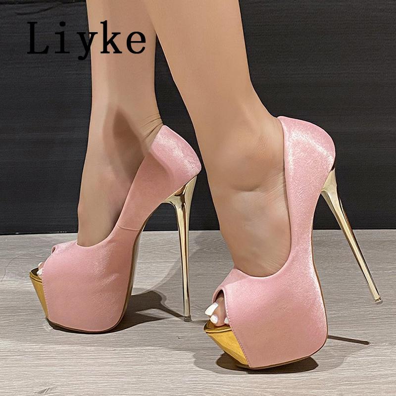 Fashion Liyke Sexy Peep Toe Party Nachtclub Stripper Pole Dance High Heels Wedding Prom Shoes Stiletto Women Platform Pumps Size 34-45
