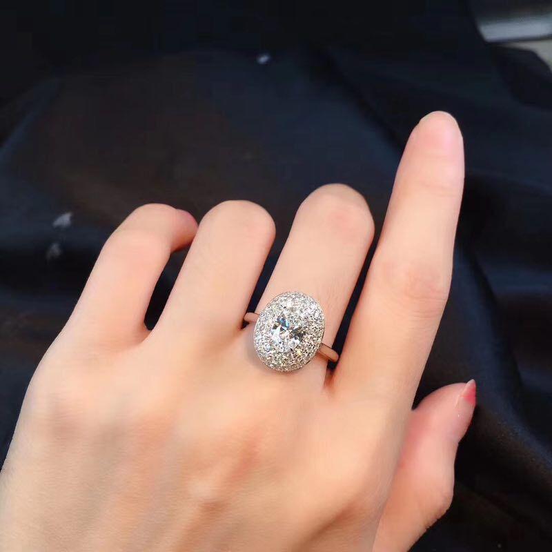 100% Real 18K White Gold Jewelry Natural 2 Carats Moissanite Bizuteria Ring for Women Men Anillos De Pave Setting Pure Gemstones