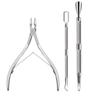 Pro 3pcs/set Nail Art Tools Stainless Steel Cuticle Nipper Spoon Clipper Scissor Pusher Remover Manicure Pedicure Fine Quality