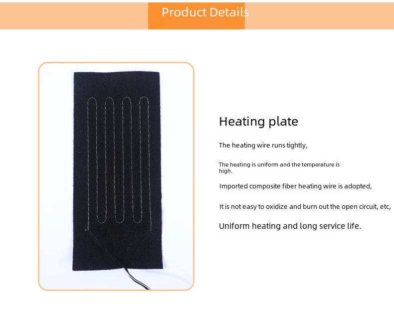 Wodoodporna elastyczna podkładka grzewcza z włókna węglowego zasilana przez USB do odzieży
