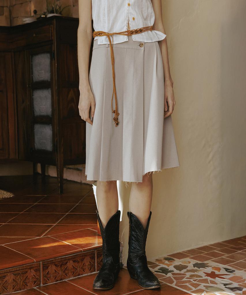 Annies Carmen Pleats Wrap Skirt (Beige)