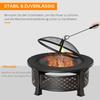 Outdoor Fire Pit, Firepit with Grill Net, Mesh Lid, Poker, for Camping, Bonfire, Picnic, Bronze Tone