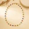 Vintage Colorful Crystal Bead Heart Choker Necklace for Women New Fashion Boho Gold Color Chain Jewelry Charm Summer Beach Gift