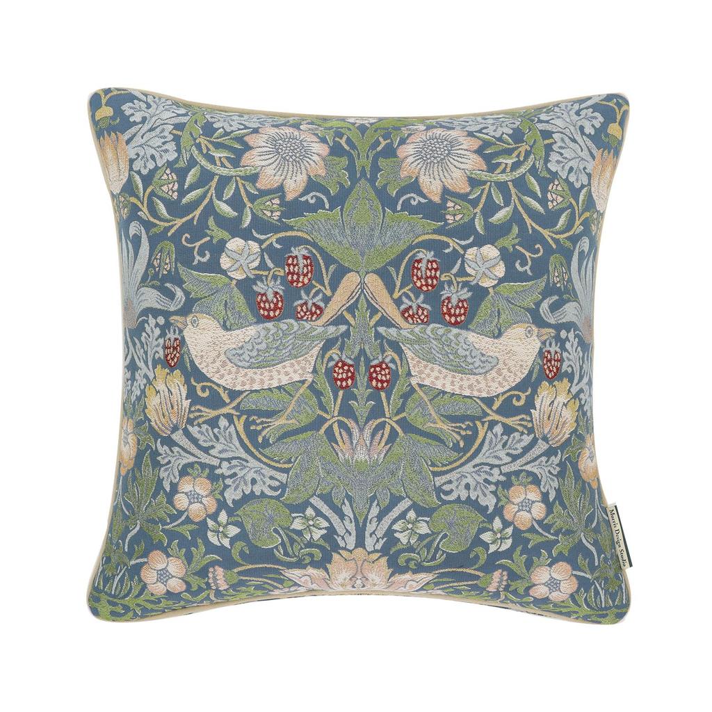 Morris Design Studio Morris Design Studio Back Cushion Cover LL1710 "Strawberry Thief" Blue-Green, 45x45cm,