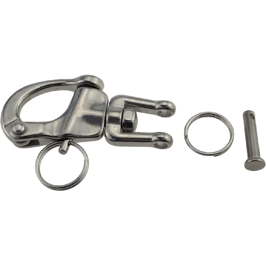 keehui Pair of 2-3/4inch Jaw Swivel Snap Shackle 316 Stainless Steel for Sailboat Spinnaker Halyard